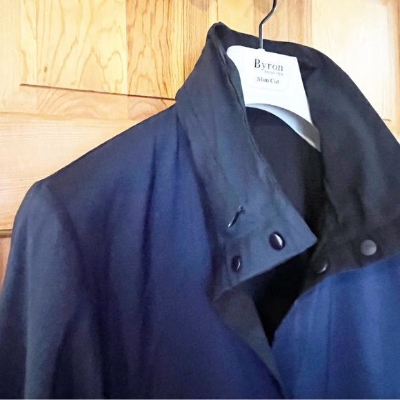 Babette Black / Blue Reversible Hooded Trench Coat Sz XL / 1X Packable Snap - Picture 11 of 12